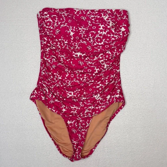 J. Crew Ruched Floral‎ Blushing Meadow One-piece Swimsuit Size 6 - Picture 2 of 8